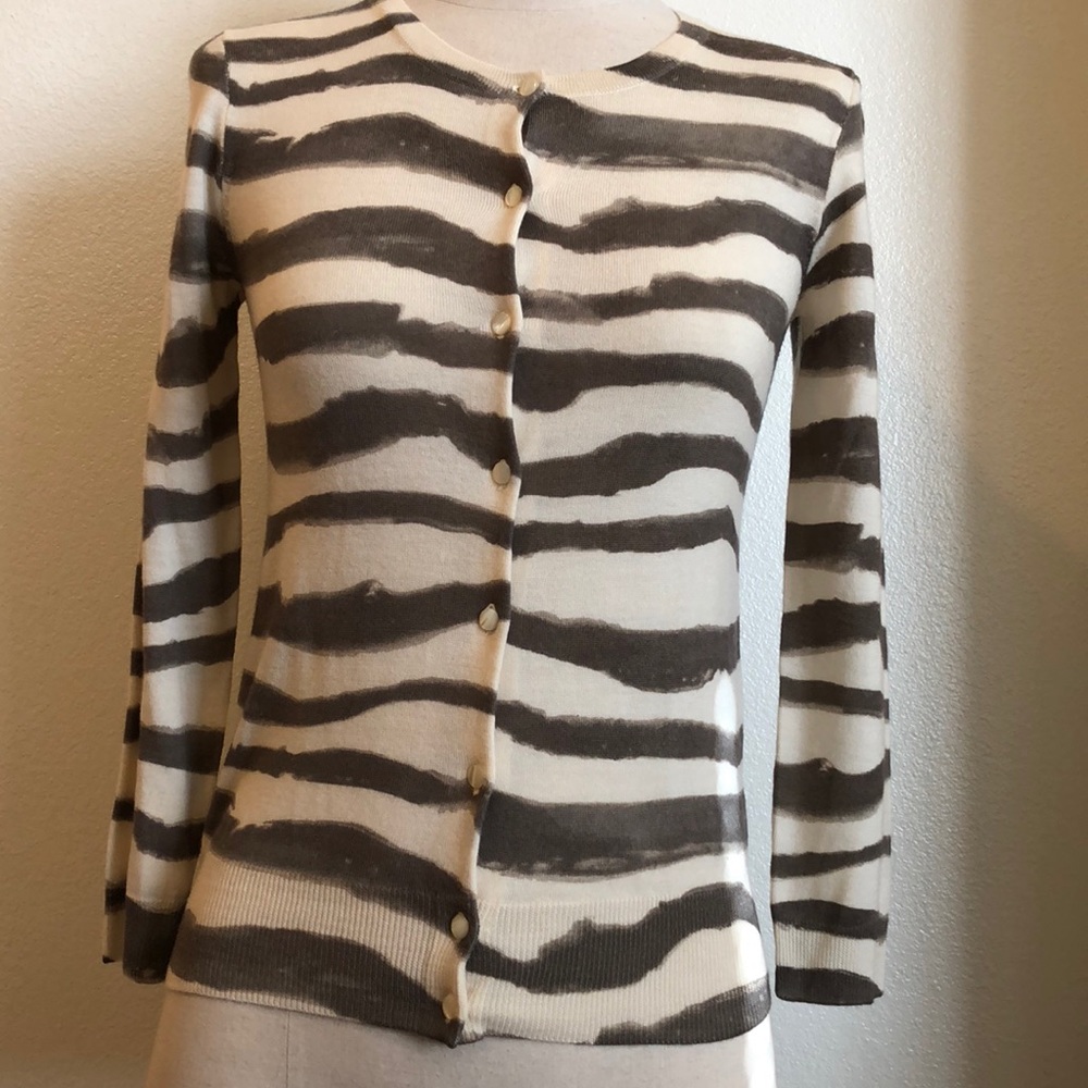 J.crew zebra striped cardigan